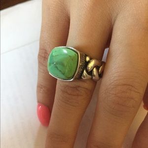 Dian Malouf sterling silver Green turquoise ring